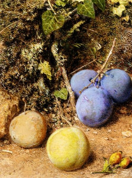 Still Life With Greengages And Plums On A Mossy Bank